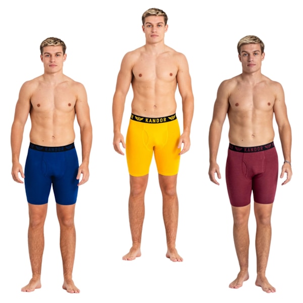 Kandor Bambuso Boxerkalsonger för män (3-pack) M Gul/Vinröd Yellow/Wine M