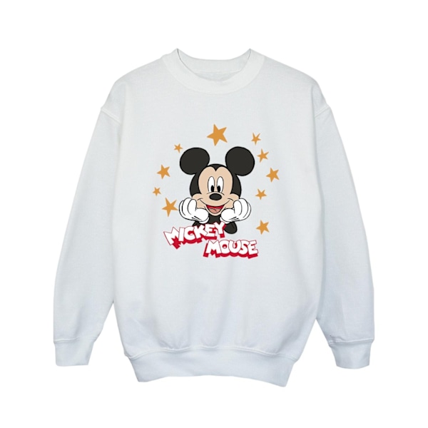 Disney Girls Mickey Mouse Stars Sweatshirt 7-8 år Vit White 7-8 Years