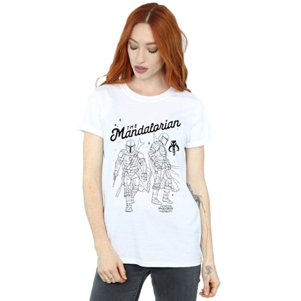 Star Wars Dam/Damer The Mandalorian Hunter Profil Bomull Boyfriend T-Shirt XXL Vit White XXL