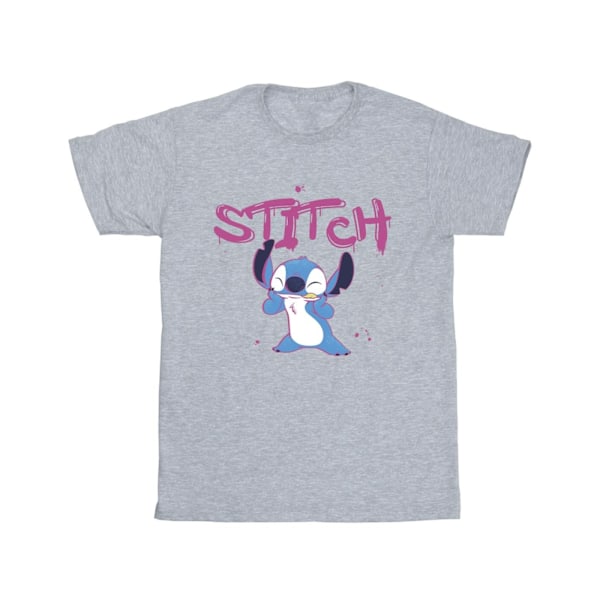Disney Girls Lilo And Stitch Graffiti Bomull T-shirt 7-8 År Sports Grey 7-8 Years