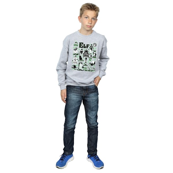 Elf Boys Infographic Poster Sweatshirt 12-13 år Sportgrå Sports Grey 12-13 Years