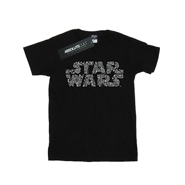 Star Wars Paisley-logotyp bomullst-shirt för kvinnor/damer, pojkvänmodell, M Black M