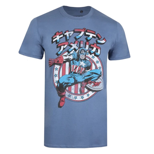 Captain America Herr Japansk tvättad T-shirt M Indigo Indigo M