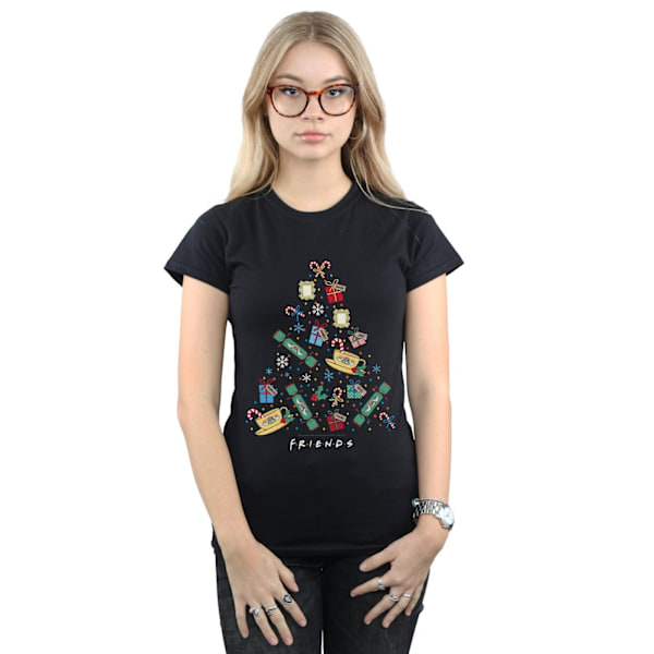 Friends Dam/Kvinnors Julgran Bomull T-shirt L Svart Black L