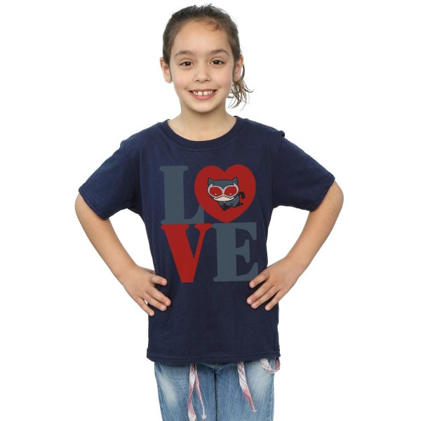 DC Comics Girls Chibi Catwoman Love Cotton T-Shirt 7-8 år Na Navy Blue 7-8 Years