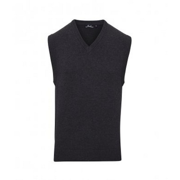 Premier Herrar Ärmlös Bomulls-Akryl V-Hals Tröja 4XL Kolgrå Charcoal 4XL