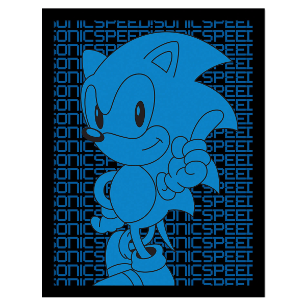 Sonic The Hedgehog Sonic Speed ​​inramad affisch 40cm x 30cm Svart/ Black/Blue 40cm x 30cm