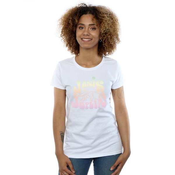 Janis Joplin Dam/Kvinnor Pastell Logotyp Bomull T-shirt S Vit White S