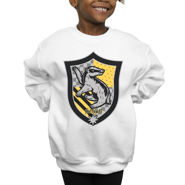 Harry Potter Tjejer Hufflepuff Crest Flat Sweatshirt 7-8 År W White 7-8 Years