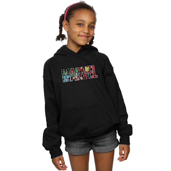 Marvel Comics Girls Logo Character Infill Hoodie 7-8 år Svart Black 7-8 Years