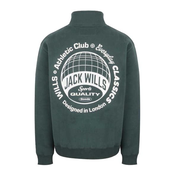 Jack Wills Herr Quarter Zip Långärmad Atletisk Tröja L Pine L
