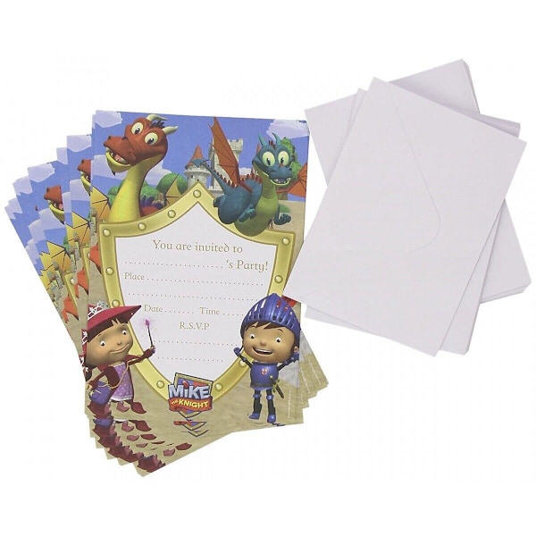 Mike The Knight Pappersinbjudningar (20-pack) En Storlek Flerfärgad Multicoloured One Size