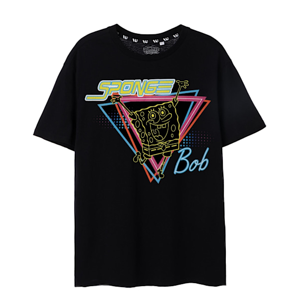 SpongeBob SquarePants Dam/Kvinnor 80-talets Neon Kortärmad T-shirt Black 8 UK