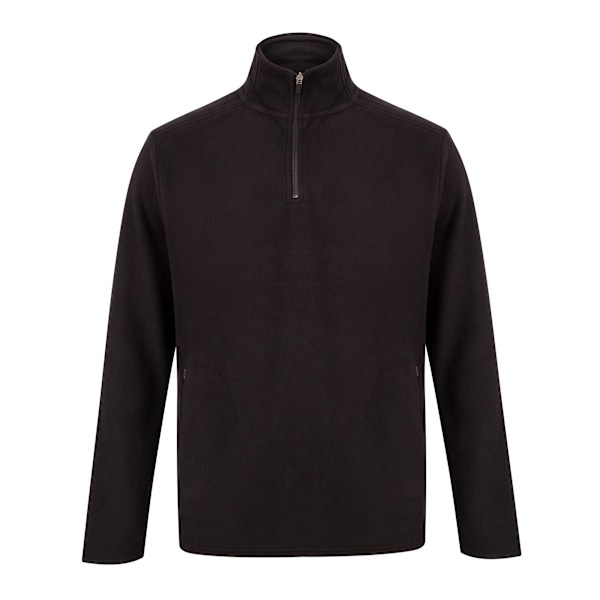 Henbury Herr Zip Neck Micro Fleece Top M Svart Black M