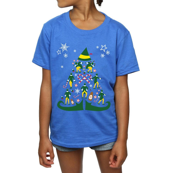 Elf Girls Julgran Bomull T-shirt 5-6 År Royal Blue Royal Blue 5-6 Years