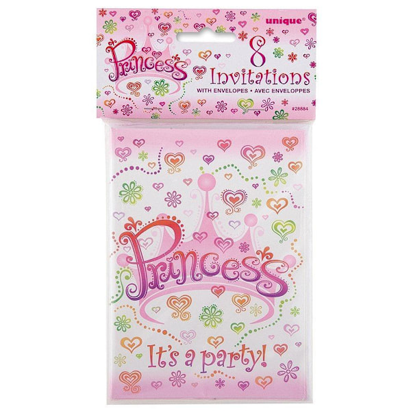Unika Party Princess Diva Inbjudningar (Förpackning om 8) En Storlek Vit White/Pink/Green One Size