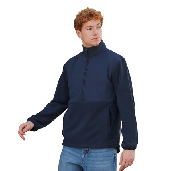 Front Row Microfleece-tröja med halv dragkedja för herrar M Marinblå Navy M