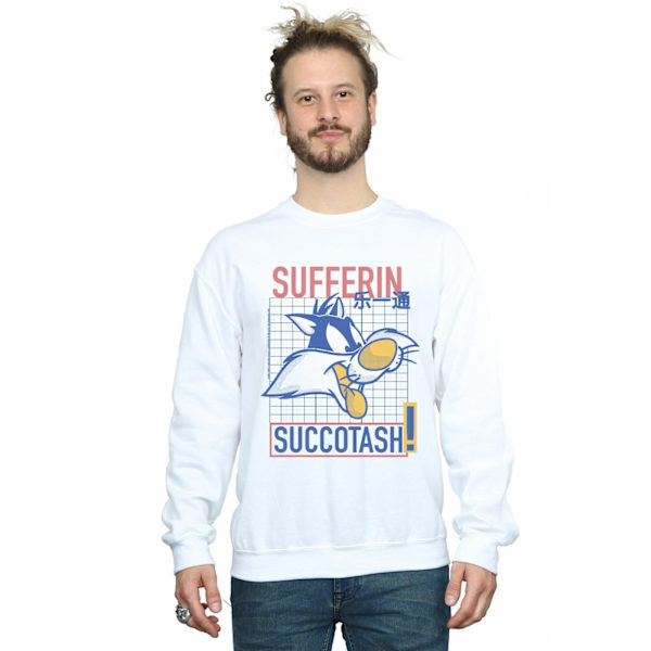 Looney Tunes Mens Sylvester Sufferin Succotash Sweatshirt 4XL W White 4XL