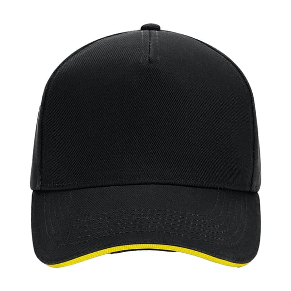 Beechfield 5 Panel Sandwich Peak Baseball Cap One Size Svart/Gul Black/Yellow One Size