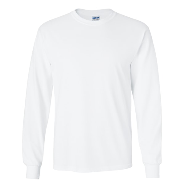 Gildan Herr Plain Crew Neck Ultra Cotton Långärmad T-shirt 2X White 2XL