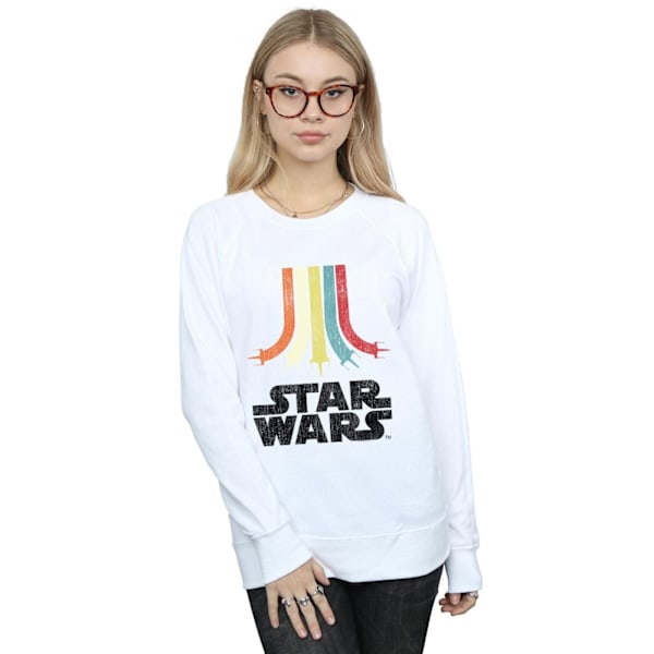 Star Wars Dam/Damer Retro Regnbåge Sweatshirt M Vit White M