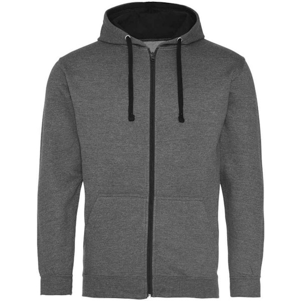 Awdis Herr Varsity Full Zip Hoodie S Charcoal/Jet Black Charcoal/Jet Black S
