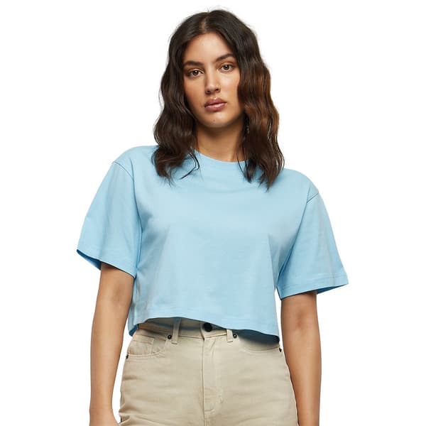 Bygg ditt varumärke Dam/Dam Oversized Kortärmad Crop Top Baltic Blue M