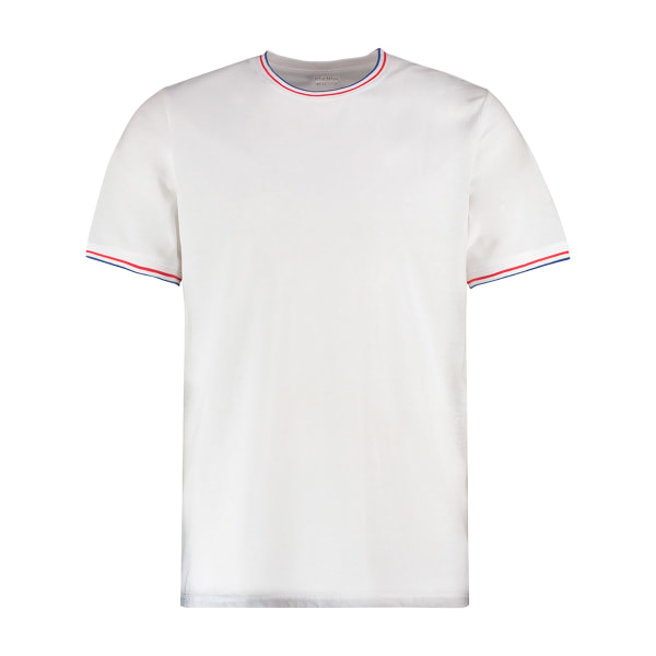 Kustom Kit Herr Fashion Fit Tipped T-Shirt XL Vit/Röd/Royal B White/Red/Royal Blue XL