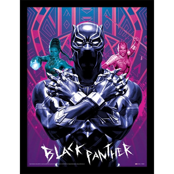 Svart Panther inramad poster 40cm x 30cm Rosa/Svart/Vit Pink/Black/White 40cm x 30cm