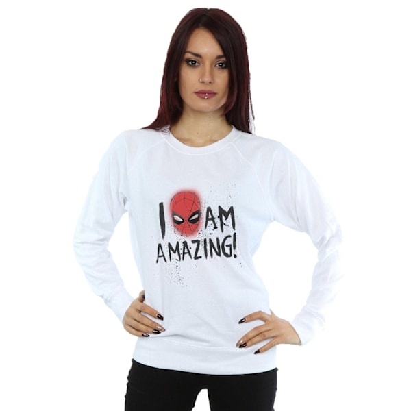 Marvel Dam/Kvinnor Spider-Man I Am Amazing Sweatshirt L Vit White L