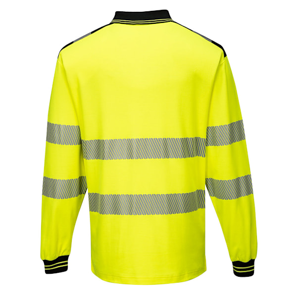 Portwest Herr PW3 Hi-Vis Komfort Långärmad Poloshirt 4XL Gul Yellow/Black 4XL