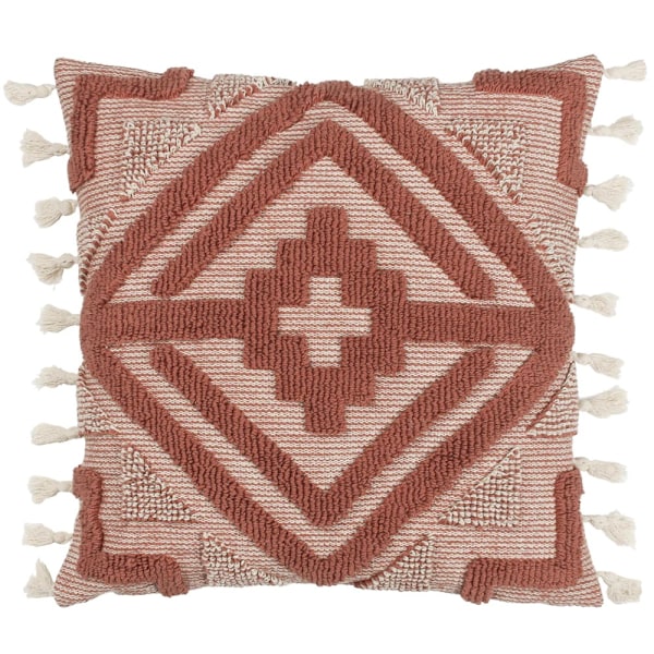 Furn Kalai Kuddfodral med fransar och stoppning 45cm x 45cm Tegelröd Brick Red 45cm x 45cm