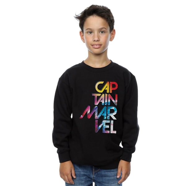 Marvel Boys Captain Marvel Galactic Text Sweatshirt 12-13 år Black 12-13 Years