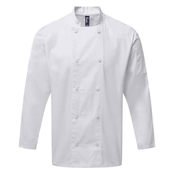 Premier Coolchecker Långärmad Kockjacka för Män 4XL Vit White 4XL