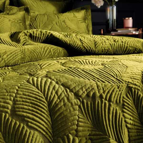 Paoletti Palmeria Sammet Quiltat Påslakanset Enkel Moss Moss Single