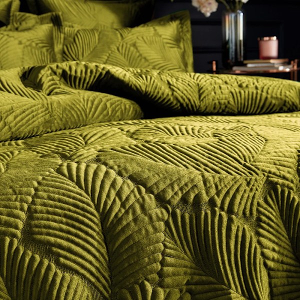 Paoletti Palmeria Sammetsquiltat Täcke Set Superking Moss Moss Superking