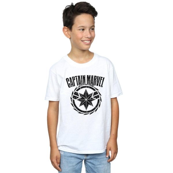 Marvel Boys Captain Marvel Blade Emblem T-Shirt 5-6 år Vit White 5-6 Years