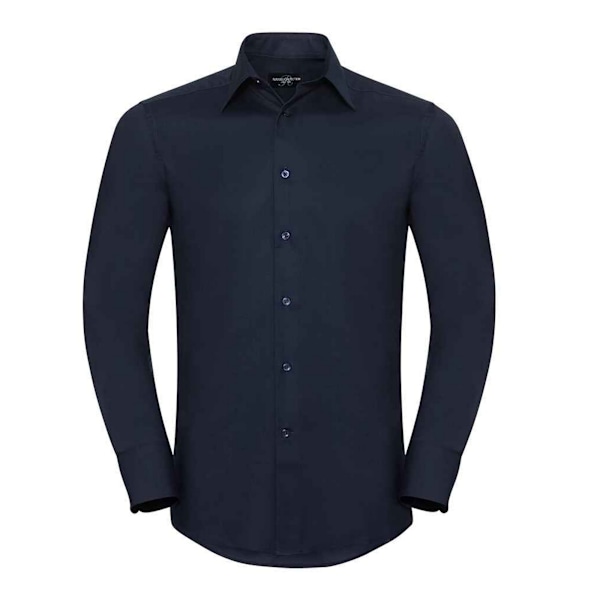 Russell Collection Herr Oxford Skräddarsydd Långärmad formell skjorta Bright Navy 16in