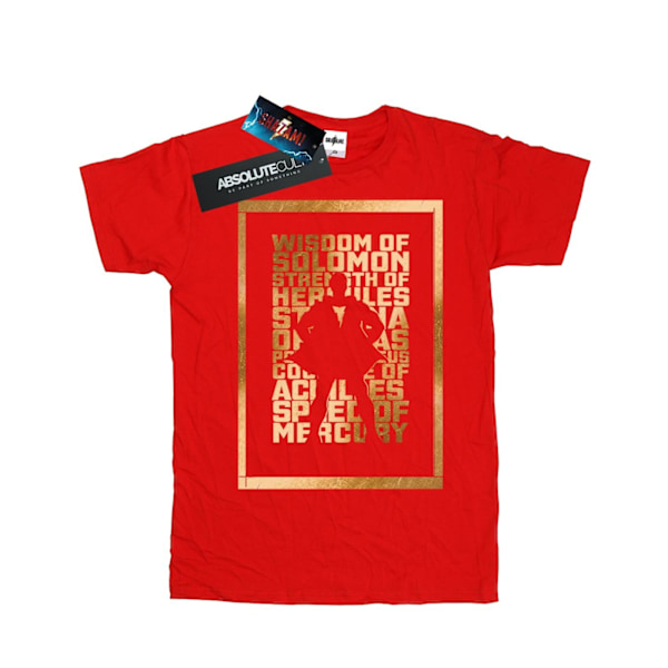 DC Comics Girls Shazam Gold Text Bomull T-shirt 9-11 år Röd Red 9-11 Years