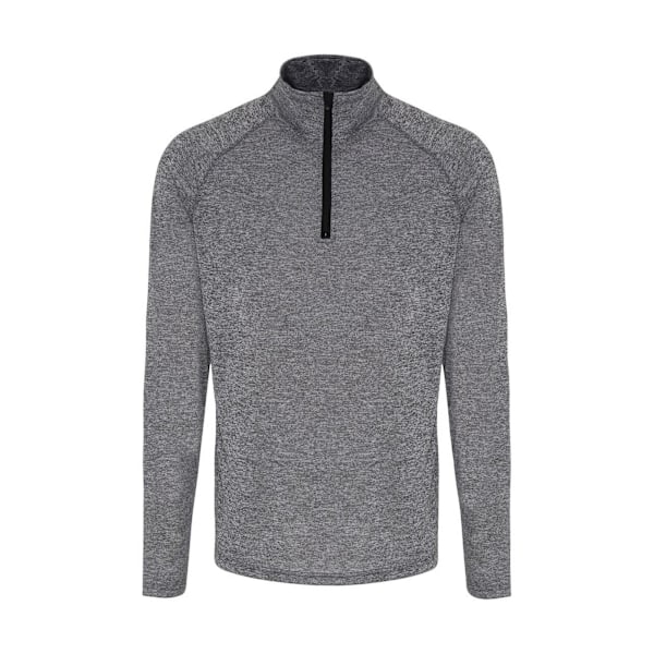 TriDri Långärmad Performance Tröja med Kvartsdragkedja Herr S Svartmelerad Black Melange/Black S