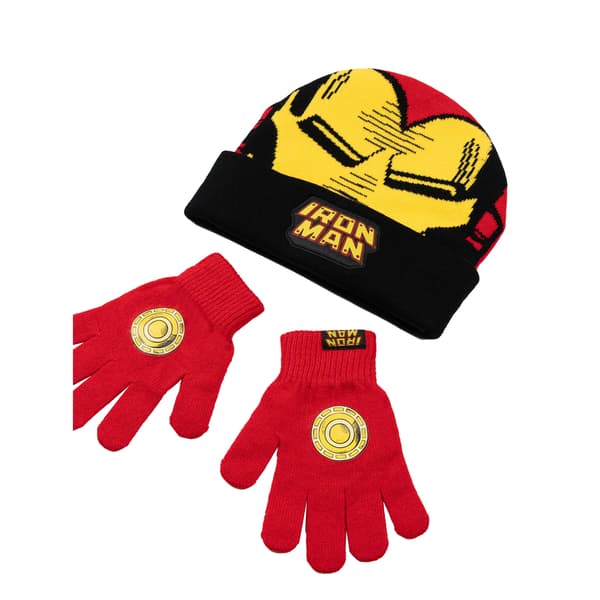 Iron Man Pojkar Logotyp Mössa & Handskar Set En Storlek Röd Red One Size