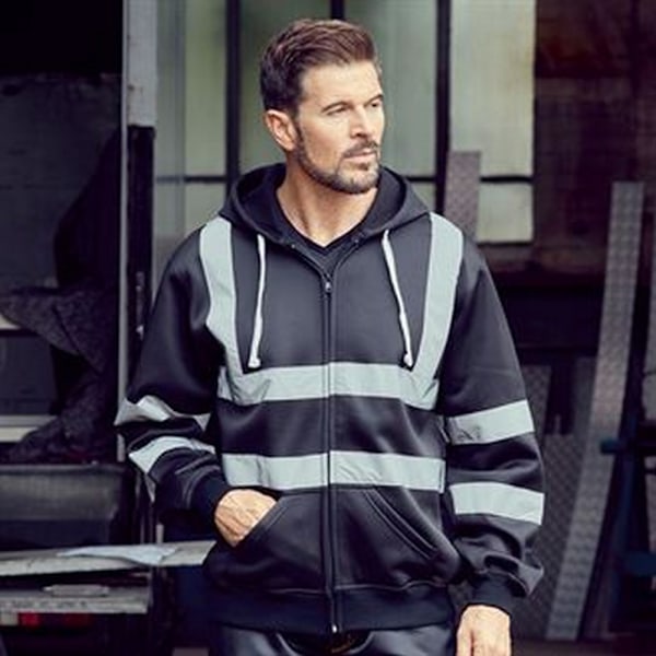 Yoko Hi Vis Full Zip Reflex Arbetshuvtröja 3XL Svart Black 3XL