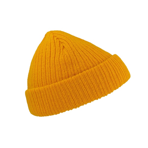 Atlantis Unisex Docker Short Beanie Med Uppvik En Storlek Gul Yellow One Size