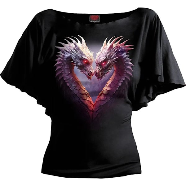 Spiral Direct Dam/Kvinna Hjärta Av Drakar Båthals Batwing Black S