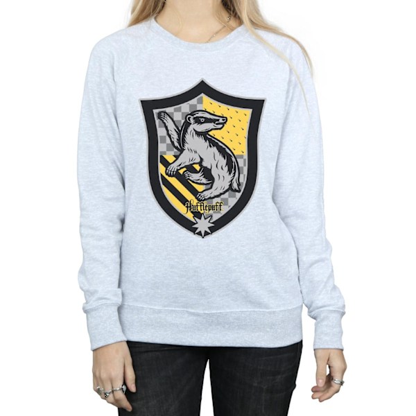 Harry Potter Dam/Kvinnor Hufflepuff Crest Flat Sweatshirt S H Heather Grey S