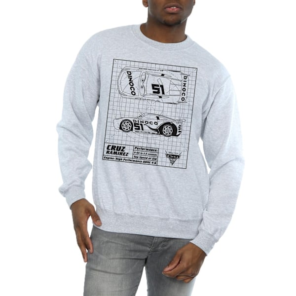 Disney Cars Cruz Ramirez Blueprint Sweatshirt XXL Sports G för män Sports Grey XXL