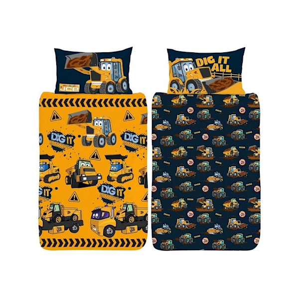 JCB Dig It Påslakanset Dubbel Gul/Svart Yellow/Black Double