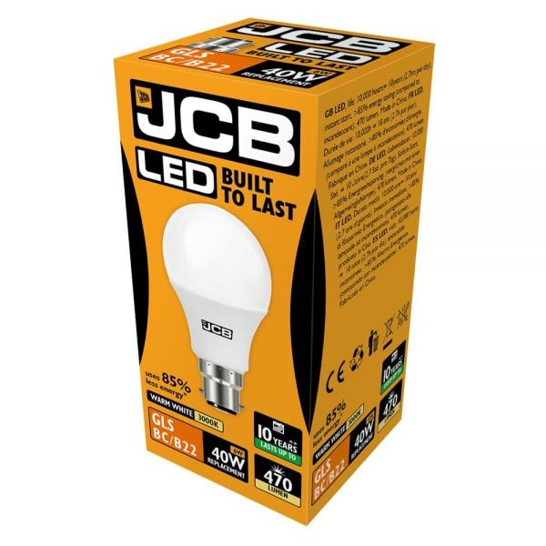JCB LED A60 470lm Opal 6w Ljuskälla B22 2700k En Storlek Vit White One Size