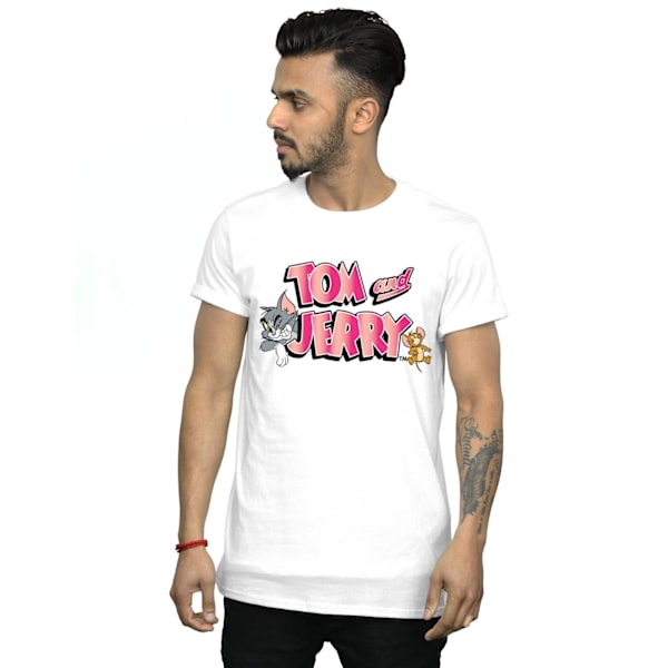 Tom And Jerry Herr T-shirt med logotyp i lutning L Vit White L