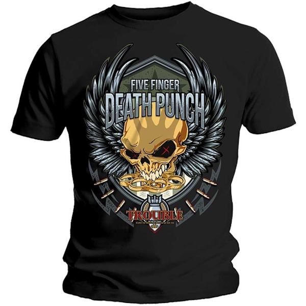 Five Finger Death Punch Unisex Adult Trouble T-Shirt L Svart Black L